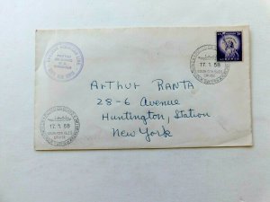 Cover posted aboard M.S. Kungsholm Swedish American Line, Jan 1958, Aux cancel