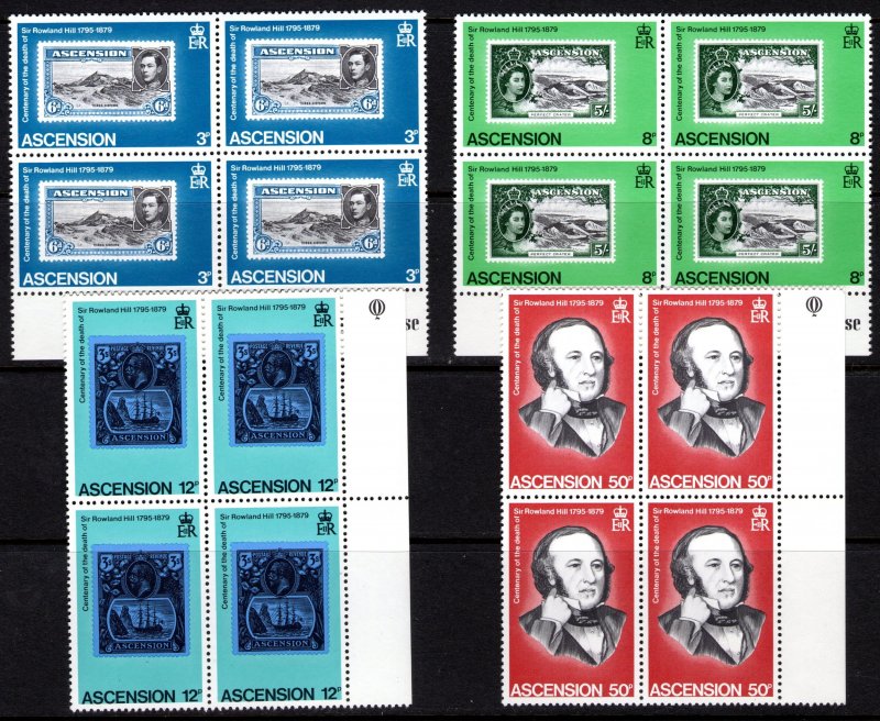 Ascension 1979 Sc#247/250 STAMPS ON STAMPS/ROWLAND HILL Block of 4 MNH