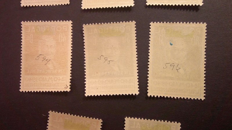 Portugal 1940 Scott# 591-598 Mint XF Hinged pencil# on backs Complete set of 8