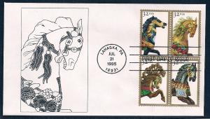 UNITED STATES FDC 32¢ Carousel BLOCK 1995 Ken Special