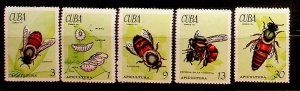 CUBA Sc 1628-32 NH ISSUE OF 1971 - INSECTS - BEES