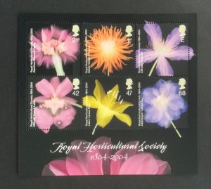 MS 2463 Flowers. Royal Horticultural Society. GB mint minisheet. 2004