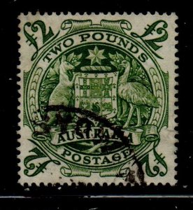 Australia Sc 221 1949 £2 green Coat of Arms stamp used