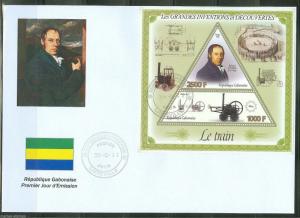 GABON 2014 GREAT INVENTION & DISCOVERIES RICHARD TREVITHICK  SHEET FDC