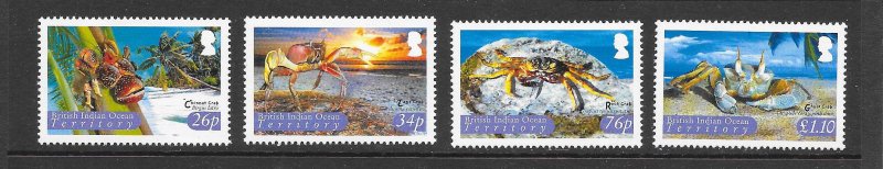 BRITISH INDIAN OCEAN TERRITORY #286-9 CRABS MNH