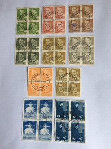 Denmark x10 blocks of 4. Used unhinged. Lot G