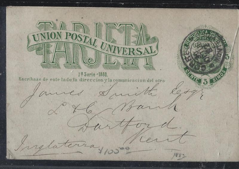 URUGUAY (P0105B)  1885 5C PSC TO ENGLAND