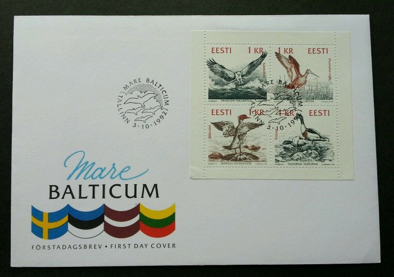 Estonia Birds 1992 Eagle Duck Fauna (miniature FDC) *see scan
