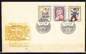 Czechoslovakia, Scott cat. 887-889. UNESCO, Child`s Art. First day cover. ^