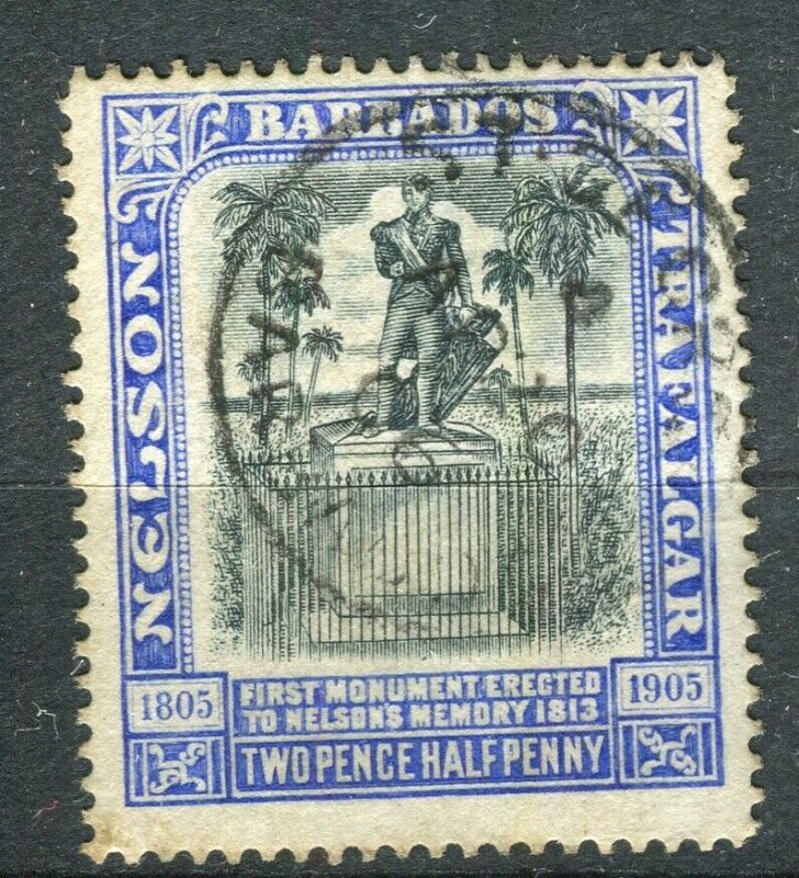 BARBADOS; 1906 early Nelson Centenary issue fine used 2.5d. value