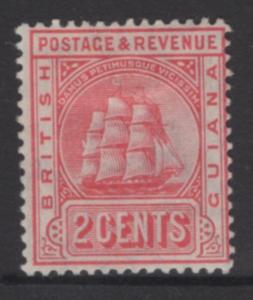 BRITISH GUIANA SG253a 1910 2c ROSE-RED(REDRAWN) MTD MINT