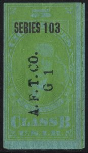 TB76b Series 103 Class B Cigarette Revenue Stamp: 5 Cigarettes (1933) Used