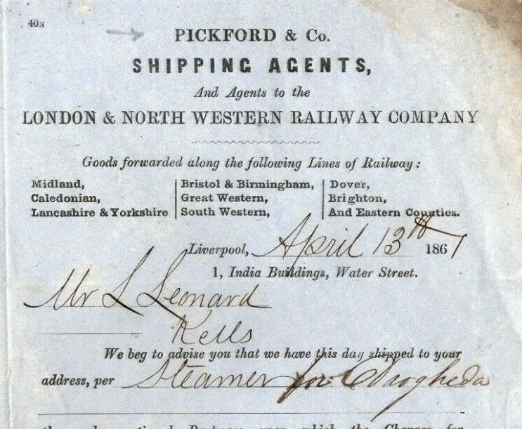 GB Cover Railway L&NWR SHIPPING AGENTS Pickford Liverpool EL Letter 1867 EP62 