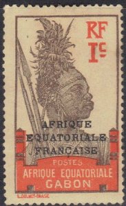 GABON SCOTT# 85 MNH 1c 1910 FANG WARRIOR   SEE SCAN