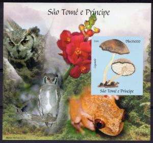 Sao Tome and Principe 2004 Mushroons/Owls/Frogs/Flower S/S IMPERF.MNH