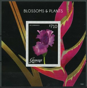 Guyana Flowers Stamps 2013 MNH Blossoms & Plants Iris Germanica 1v S/S I