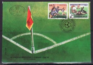 Yugoslavia, Scott cat. 2245-2246. USA World Cup Soccer issue. First day cover.