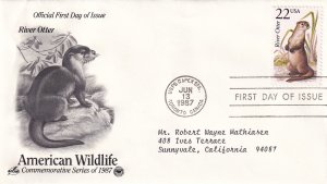 1987, American Wildlife-River Otter, Art Craft/PCS, FDC (E12721)