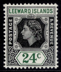 LEEWARD ISLANDS QEII SG135, 24c black & green, M MINT.