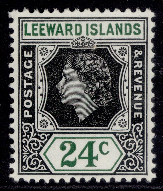 LEEWARD ISLANDS QEII SG135, 24c black & green, M MINT.