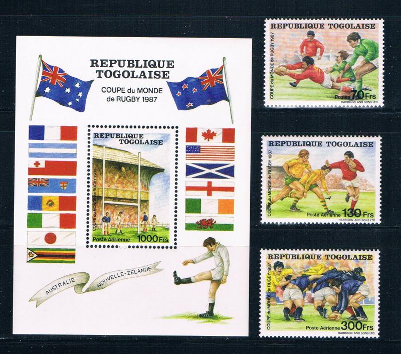 Togo 1427-30 MNH set and SS Rugby world cup 1987 (T0090)