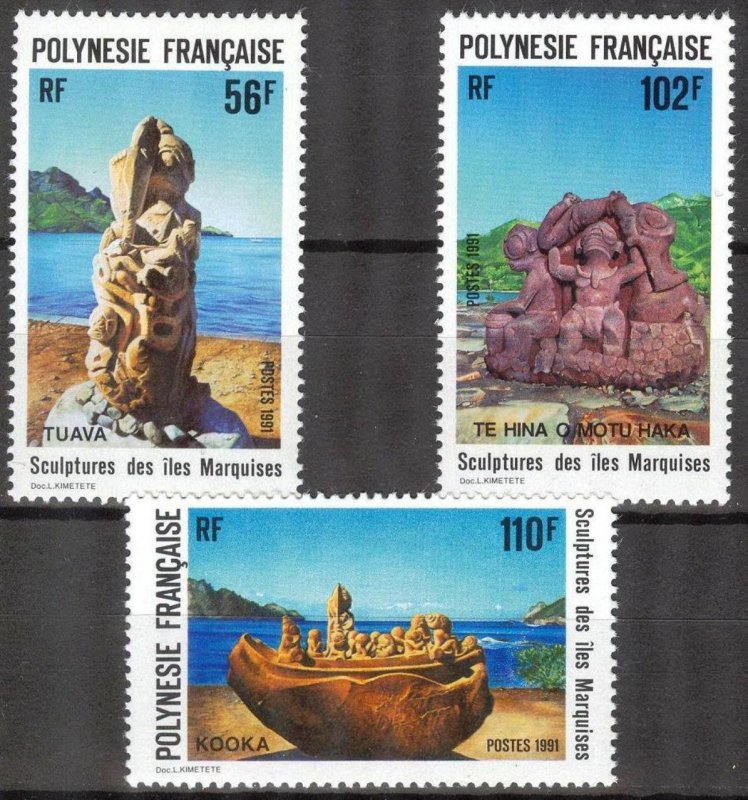 French Polynesia 1991 Art Sculptures set of 3 MNH