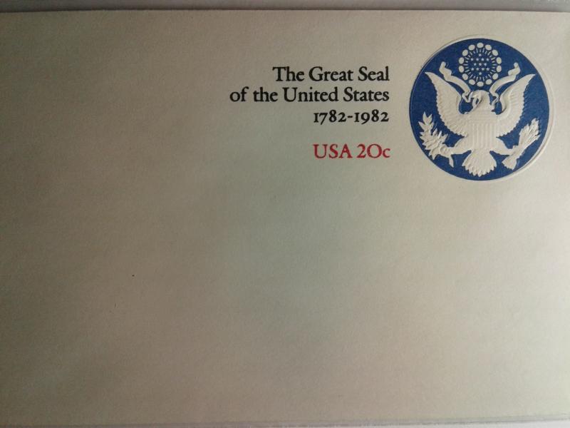 SCOTT # U602 20 CENT MINT THE GREAT SEAL OF THE UNITED STATES 1982    ENTIRE