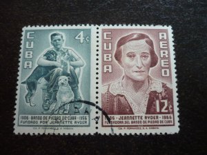 Stamps - Cuba - Scott# C163a - Used Se-Tenant Set of 2 Stamps