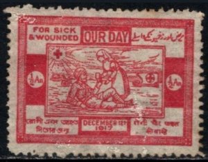 1917 India Charity Poster Stamp 1/2 Anna Our Day Fundraising Effort Unused