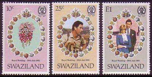 Swaziland Charles and Diana Royal Wedding 3v SG#376-378 MI#375-377