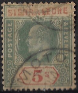Sierra Leone 1908 KEVII 5/ sg 110/Sc 88, used, wmk MCCA, VF, CV £85       (a1131