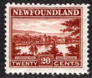 135, NSSC, Newfoundland, 20c, red brown, Placentia, MHOG, F