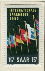 SAARLAND; 1955 early Saar Fair issue fine Mint hinged 15f. value