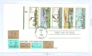 US 2409a 1989 25c Steamboat booklet pane of 5 stamps, artmaster cachet