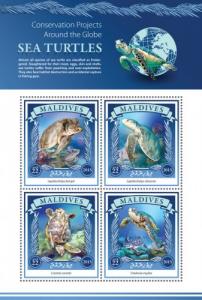 MALDIVES 2015 SHEET TURTLES MARINE LIFE mld15903a