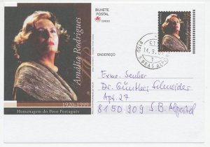 Postal stationery Portugal 2001 Amalia Rodrigues - Fadista - Fado singer