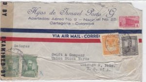 colombia to u.s.  1944  censor  air mail stamps cover ref r15479