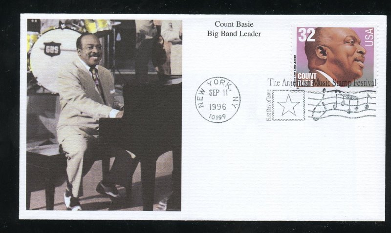 US 3096 Big Band Leaders - Count Basie UA Mystic cachet FDC