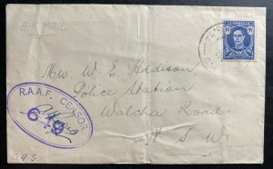 1943 Port Moresby Papua Guinea RAAF Censored Cover To Police Station Walcha