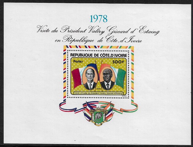 Ivory Coast #450a MNH S/Sheet - French President's Visit