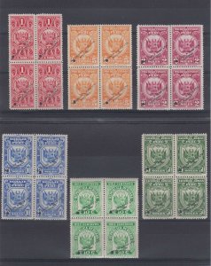 PERU 1910-35 REVENUES FULL RUN OF WATERLOW PROOFS 14 BLOCKS OF 4 SPECIMEN MNH+ 