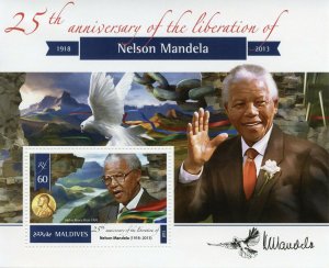 Maldives Famous People Stamps 2015 MNH Nelson Mandela Nobel Prize Winners 1v S/S