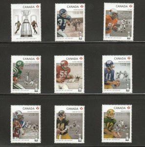 FOOTBALL CFL GREY CUP = Set 9 Embossed st fr Minisheet MNH Canada 2012 #2567a-i