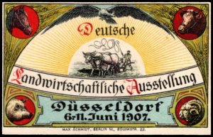 1907 Germany Poster Stamp German Agricultural Exhibition Düsseldorf 6–11 June