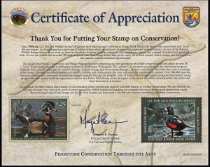 RW86/JDS27 Federal Duck Stamp/Junior Duck Stamp Certificate (2019)