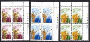 Christmas Angels ** Canada 1998 #1764-1766 MNH UR Blocks of 4 CV$20