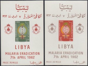 LIBYA Sc# 218-9 CPL MNH  SET of 2 S/S for MALARIA ERADICATION. FOOTNOTE in SCOTT