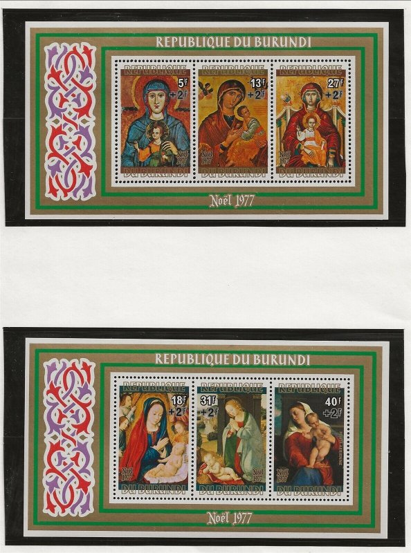 BURUNDI Sc B74-6, CB44-46 +4 S/S NH issue of 1977 - CHRISTMAS - ART. SC$33