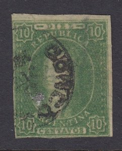 Argentina 1864-67 10c Green Rivadavia RA Watermark Used. Scott 12