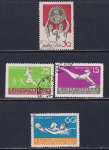 Russia 1959 Sc 2224-7 Water Polo Runner Gymnast Athletes Sport Emblem Stamp Used